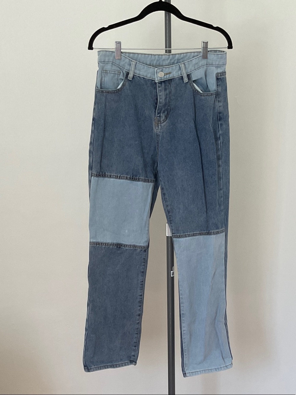 Men's Two-Tone Blue Patchwork Jeans